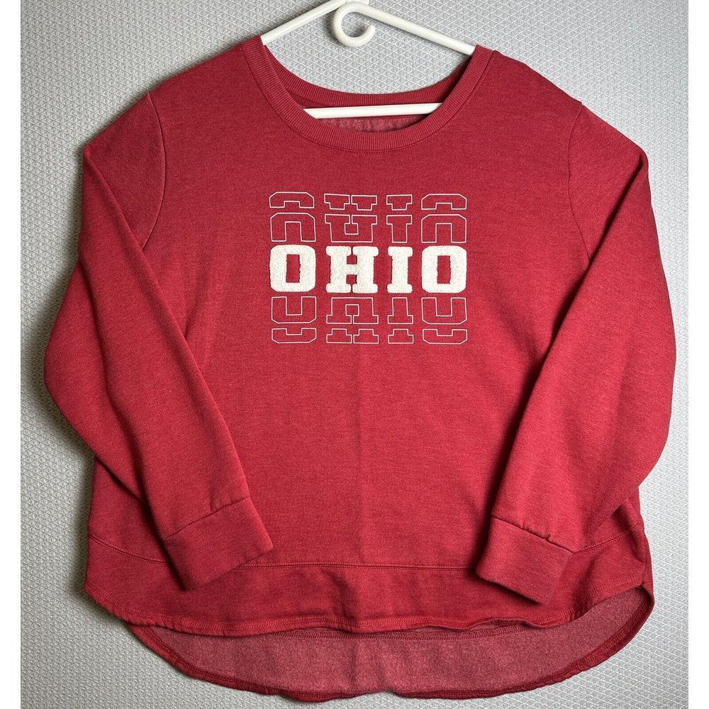 STATE OF MINE Ohio LOGO Long Sleeve Women's Size XXL Fleece Pullover Embroidered